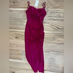 Super flattering endless rose magenta dress with ruching detail